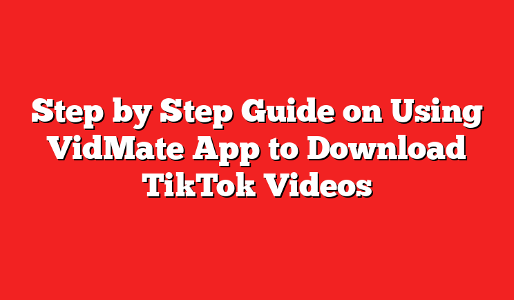 Step by Step Guide on Using VidMate App to Download TikTok Videos