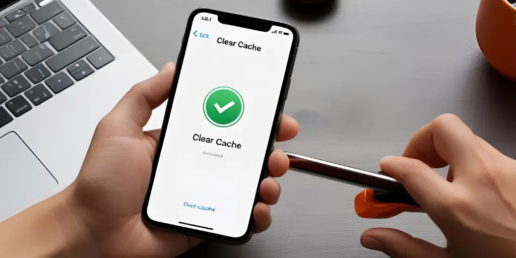 a man clearing cache on an Android phone